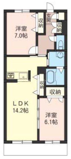  リッツ末広II(2LDK/1階)の間取り写真
