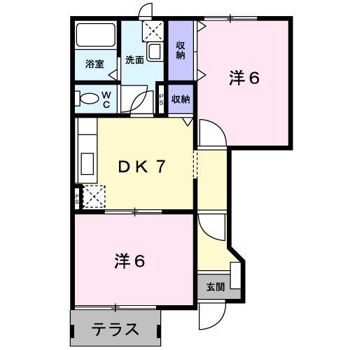 クレストA(2DK/1階)の間取り写真