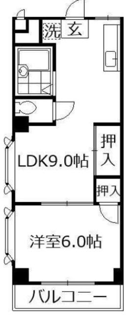 第3旭マンション(1LDK/4階)の間取り写真