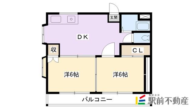 佐田ビル(2DK/6階)の間取り写真