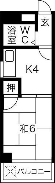 ハートイン大森(1K/3階)の間取り写真