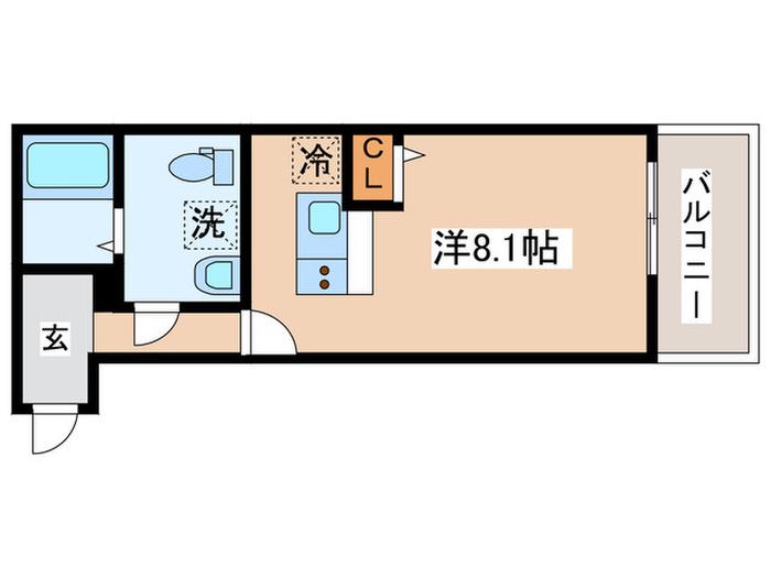 ベイルームリアナ堀ノ内(ワンルーム/1階)の間取り写真