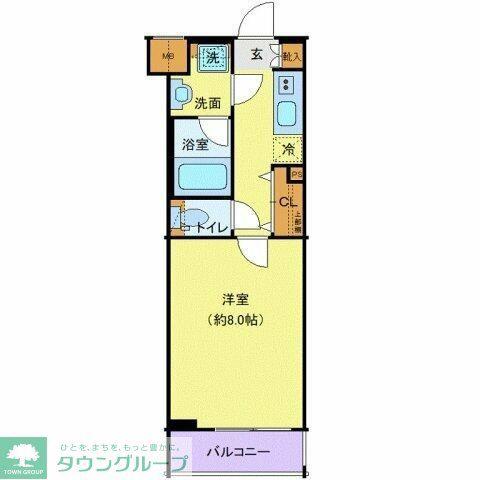 プレール・ドゥーク高井戸(1K/2階)の間取り写真