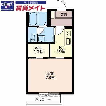 レクエルドサオリII A棟(1K/1階)の間取り写真