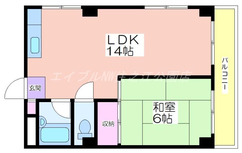 ウィステリア北島2号館(1LDK/3階)の間取り写真