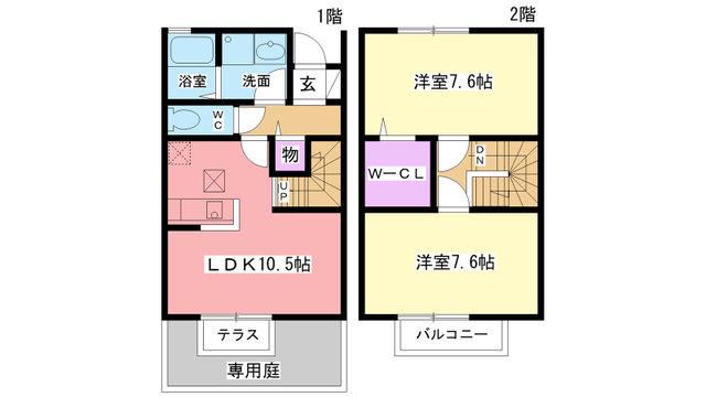 HYDE PARK(2LDK/1階)の間取り写真