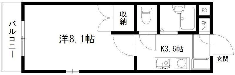 スターターハウス(1K/3階)の間取り写真