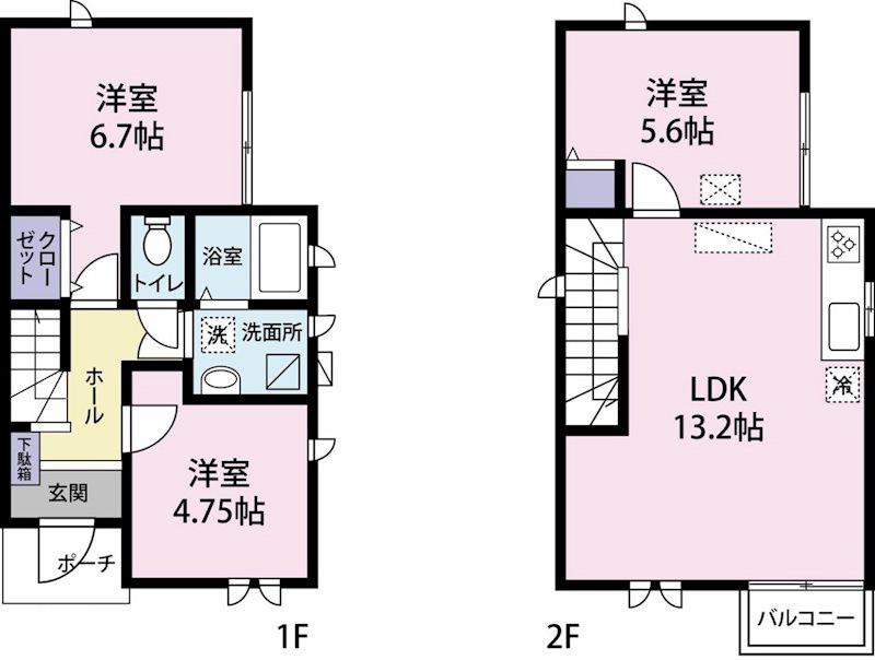 コテージ登戸(3LDK/1階)の間取り写真