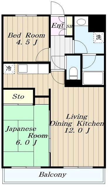 スクエアK(2LDK/2階)の間取り写真