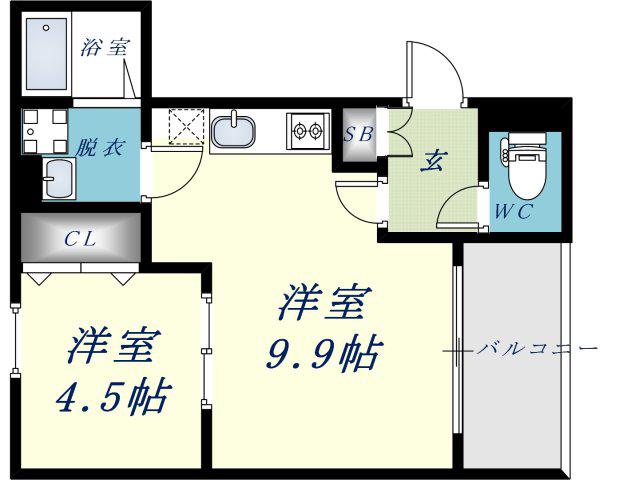 BADGE TOMOI NORDⅠ(1LDK/2階)の間取り写真