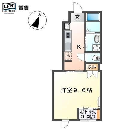 ルシェルブルー(1K/1階)の間取り写真