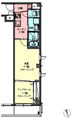 M-FIRST(1DK/4階)の間取り写真