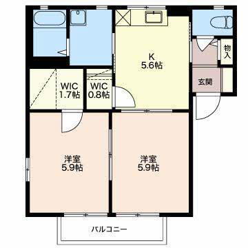 ヴィアーレ(2K/2階)の間取り写真