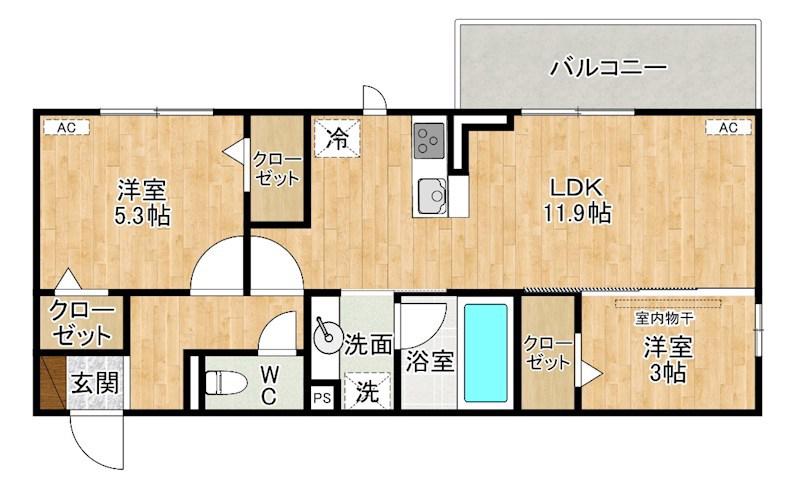 M・K・K 高峰町(2LDK/2階)の間取り写真