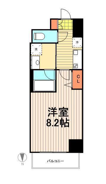 ボアビスタ門前仲町(1K/2階)の間取り写真