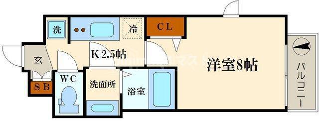 クリスタルグランツ難波II(1K/10階)の間取り写真