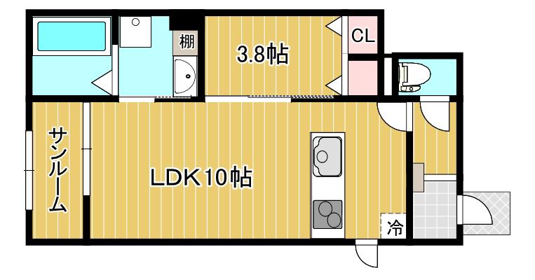 オルタンシア(1LDK/1階)の間取り写真