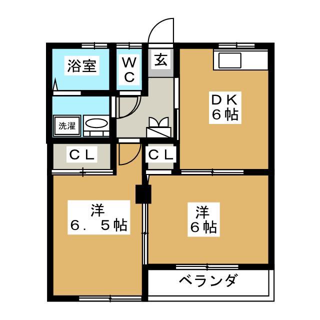 プレジオ根岸(2DK/1階)の間取り写真