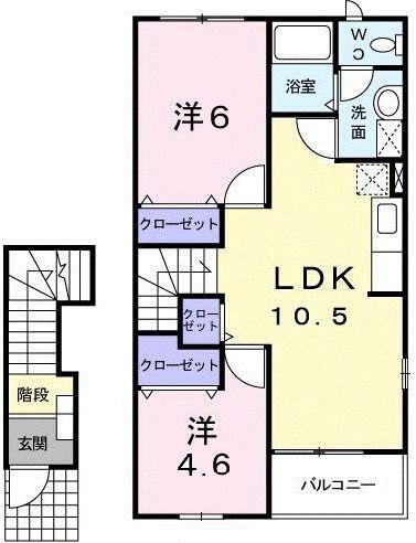 ボヌ-ル・コリーヌ(2LDK/2階)の間取り写真