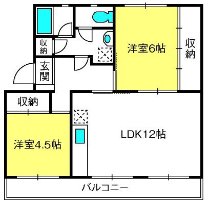 中根マンション(2LDK/3階)の間取り写真