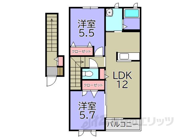 シャーメゾンヤマト(2LDK/2階)の間取り写真