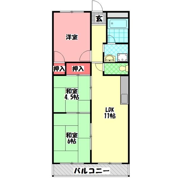 エクセル守口(3LDK/2階)の間取り写真