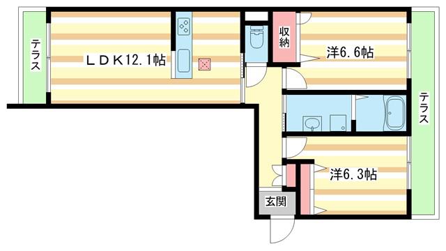 シャーメゾンFUJIMOTO(2LDK/1階)の間取り写真