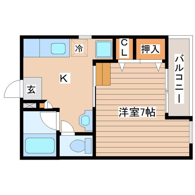 エルドラド国見A棟(1K/2階)の間取り写真