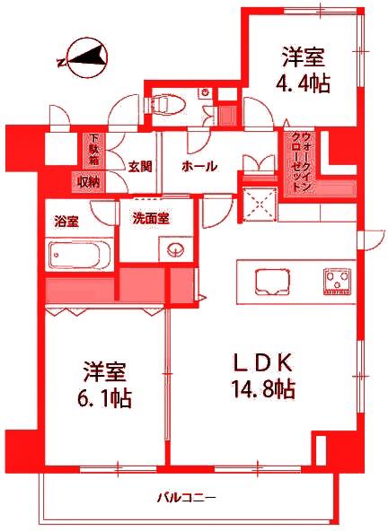 アール・ケープラザ横濱VII(2LDK/6階)の間取り写真