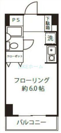 ドミール西船橋(ワンルーム/2階)の間取り写真