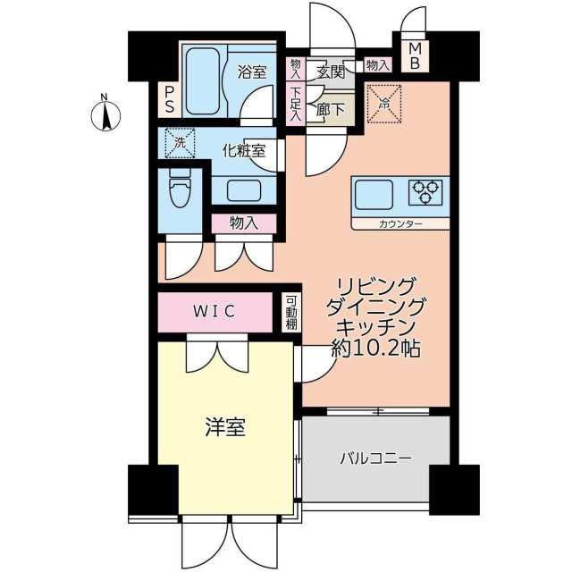 エム・ブランド新宿戸山公園(1LDK/4階)の間取り写真