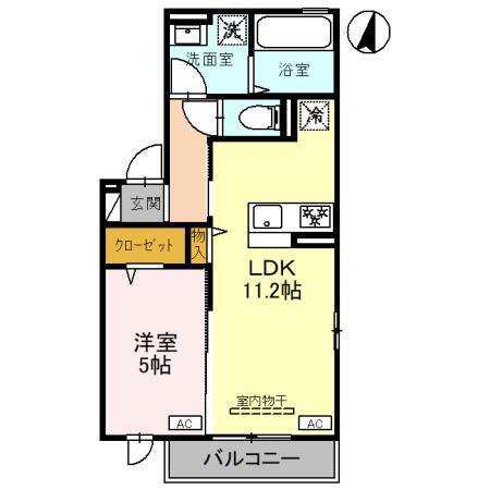 グリシア(1LDK/2階)の間取り写真