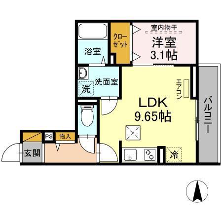 CASA MIA(1LDK/1階)の間取り写真