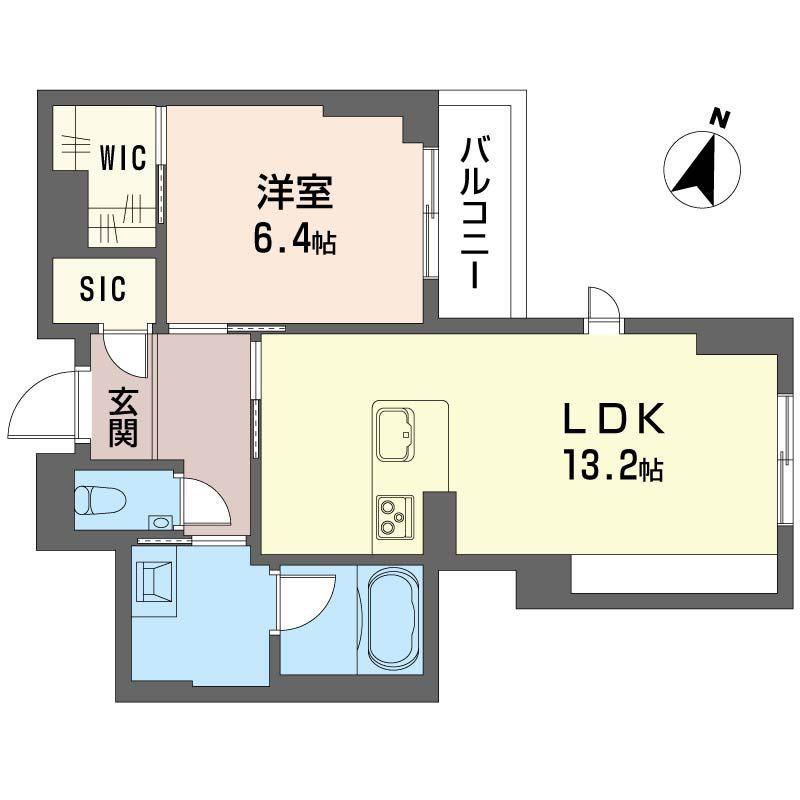 カーサ ワイエス(1LDK/3階)の間取り写真