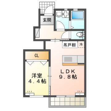 セレーノ(1LDK/1階)の間取り写真