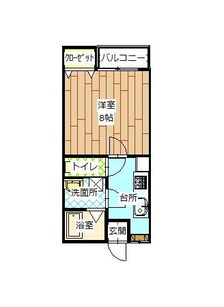 ウェルカム(1K/1階)の間取り写真