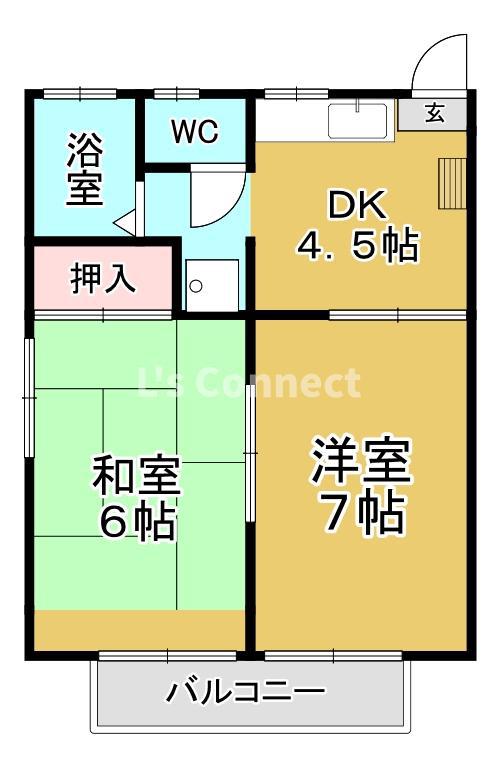 ロマネA棟(2DK/2階)の間取り写真