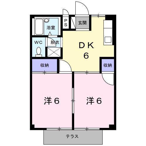 シティハイツ天王B(2DK/1階)の間取り写真