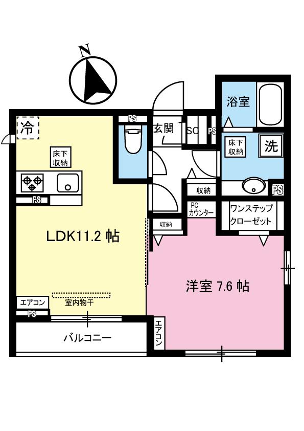 ハピネス(1LDK/1階)の間取り写真