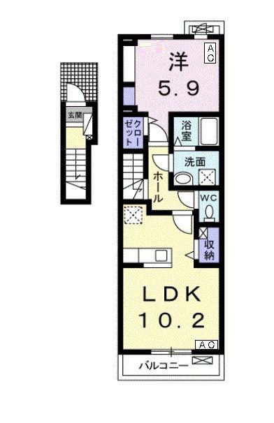 ベル リアン I(1LDK/2階)の間取り写真