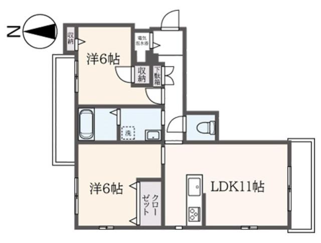 マロニエB(2LDK/3階)の間取り写真