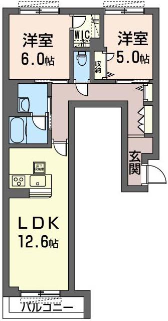 イーリス(2LDK/1階)の間取り写真