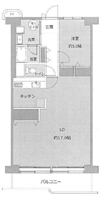 ドルミ灘C棟(1LDK/6階)の間取り写真