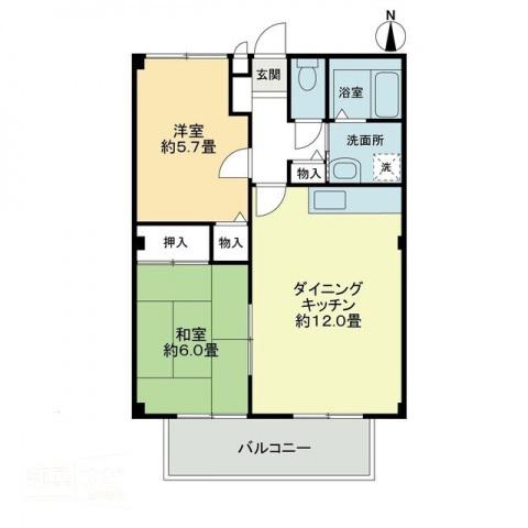 フォブール藤田II(2LDK/2階)の間取り写真