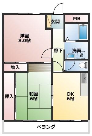 リバーサイド21(2DK/1階)の間取り写真