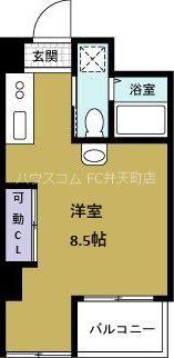 レオンコンフォート弁天町(ワンルーム/10階)の間取り写真