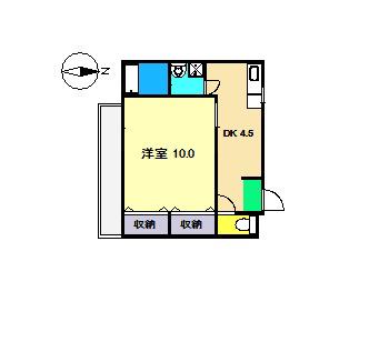 ハウス2000(1K/3階)の間取り写真