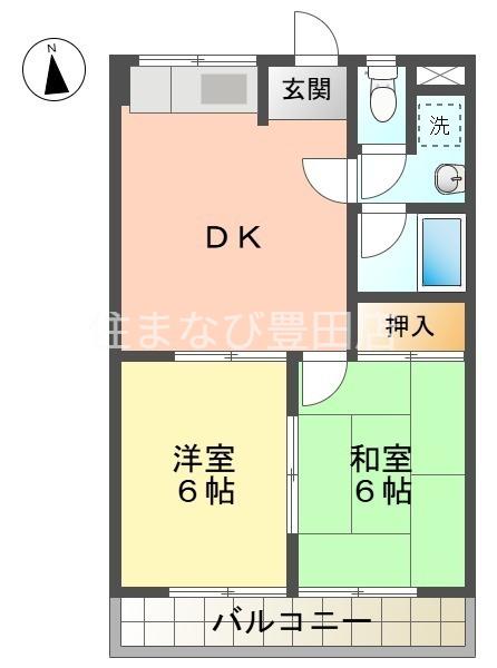 鳴神ビル(2DK/4階)の間取り写真