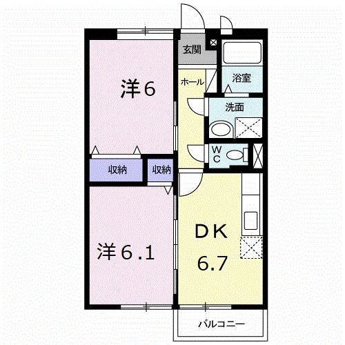 グリーンヒルズ壱番館(2DK/2階)の間取り写真