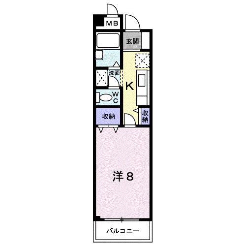 ラムール雅(1K/2階)の間取り写真